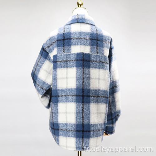 Patchwork Plaid Long Polo Collar Coup Dust